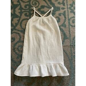 NWOT Cat & Jack Muslin White Tank Dress Ruffle Bottom Youth 7/8